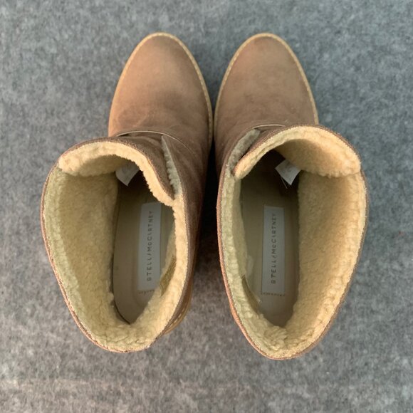 STELLA McCARTNEY Faux Shearling Gum Wedge Ankle Boots - Picture 7 of 11